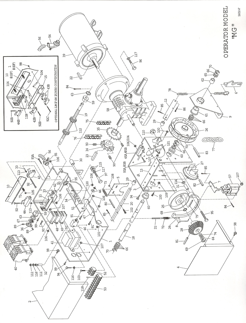 Power Master OverHead Door Operator Replacement Parts MG Model